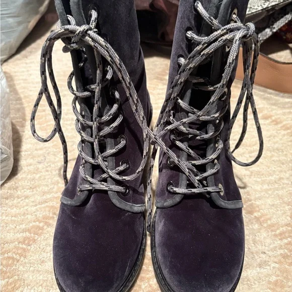 NWOT Stuart Weitzman Metermaid Lace-Up Velvet Suede Boots - Picture 3 of 7
